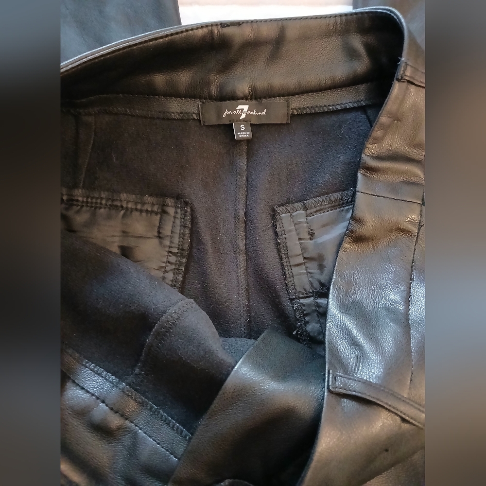 7 For All Mankind Fall Black Leather Cropped Rocker Punk Indie Grunge Pants-S/M - Picture 11 of 14